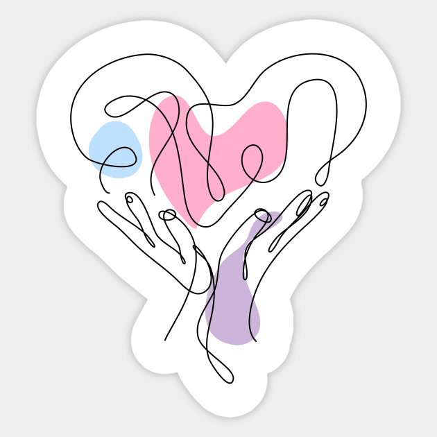 Heart Shaped Hand Draw One Continuous Line Valentines day Sticker by Twiri